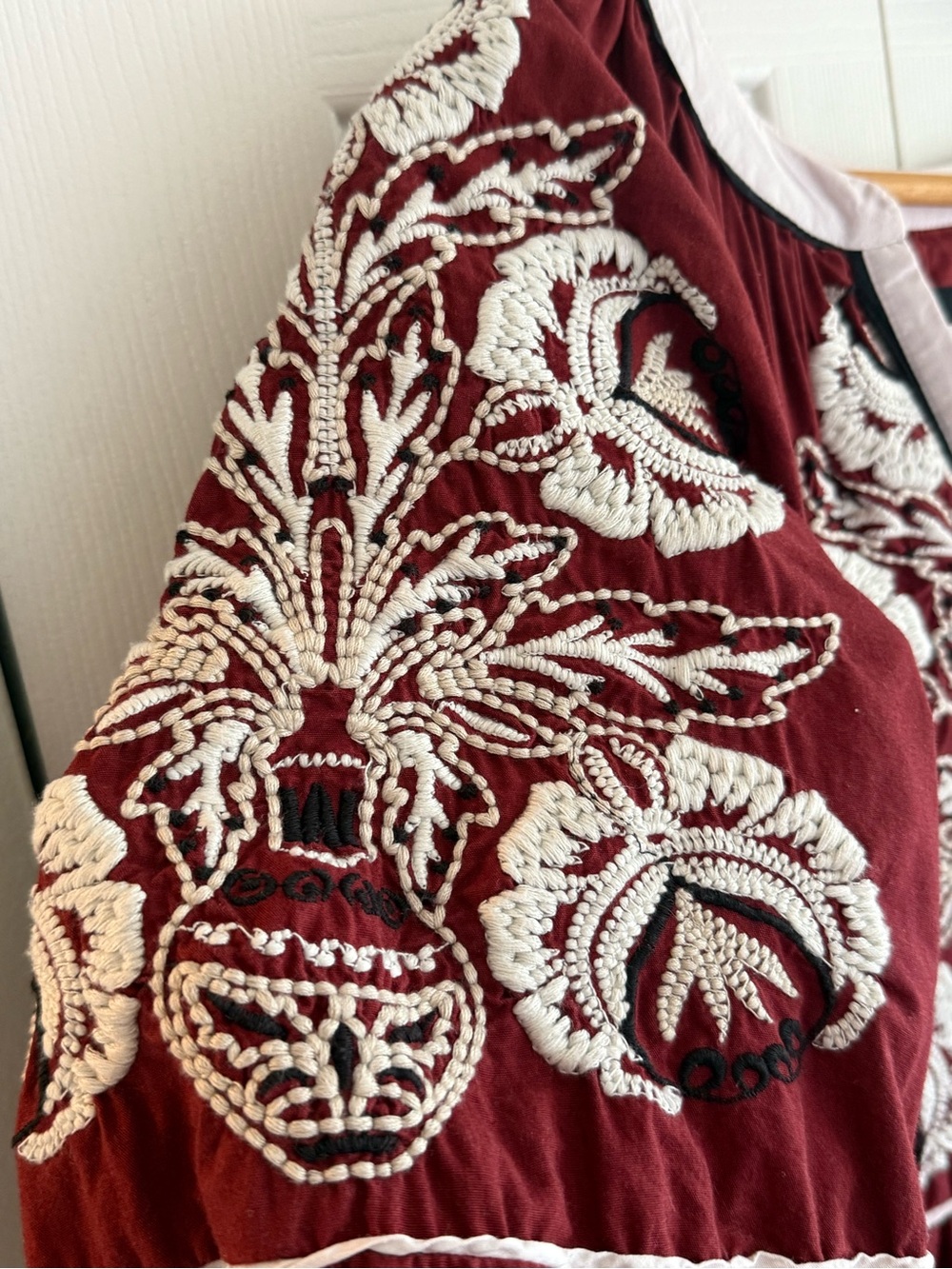 Anthropologie Gretel Embroidered Tiered Maxi Dress Size LP Fall Boho Peasant - Picture 7 of 11